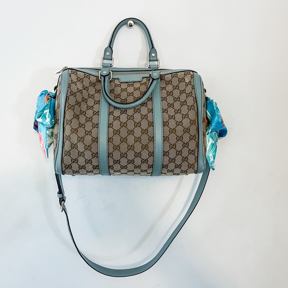 Medium Gucci Convertible Joy Boston Bag With Ribbons - Blue - Like New - Picture 3 of 6